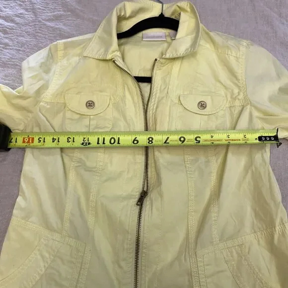 Chico’s Light Jacket Women’s Size 0 Yellow Zipper Pockets Long Sleeve - Picture 13 of 14